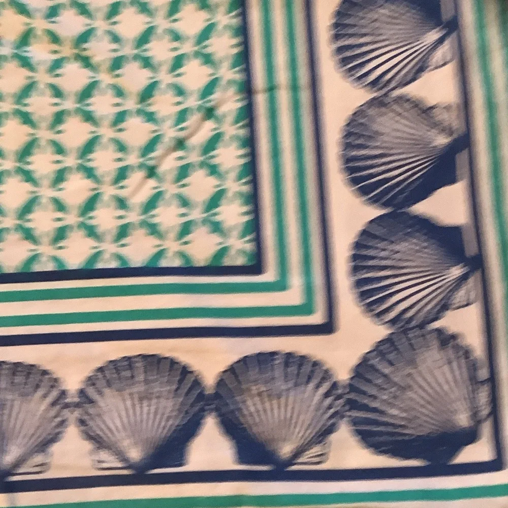 Nicole Miller Teal, Navy & White Striped Lightweight table cloth, cotton
